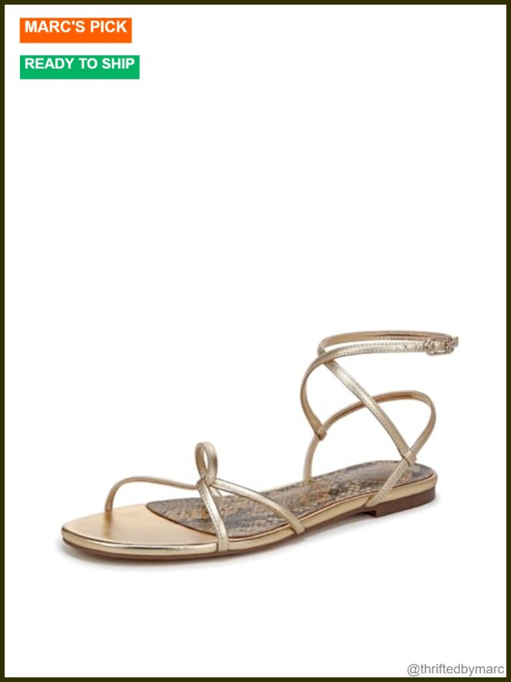 Sam Edelman Ellina Leather Strappy Flat Sandals Ankle Strap Buckle